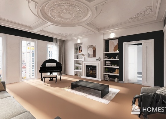 Classic Fancy Livingroom Design Rendering