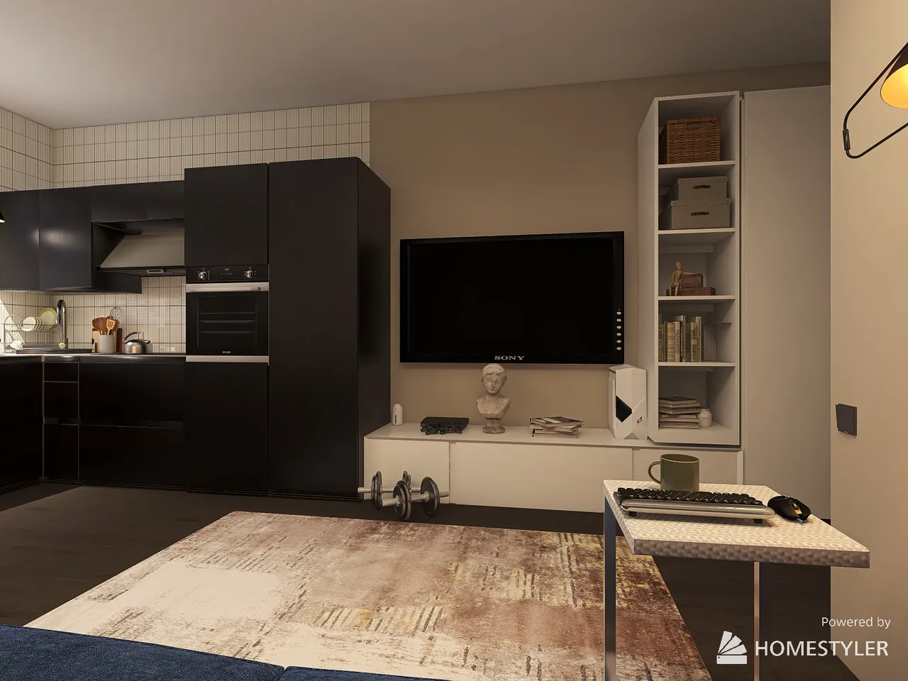 Bachelor Studio Apartment 3d design renderings