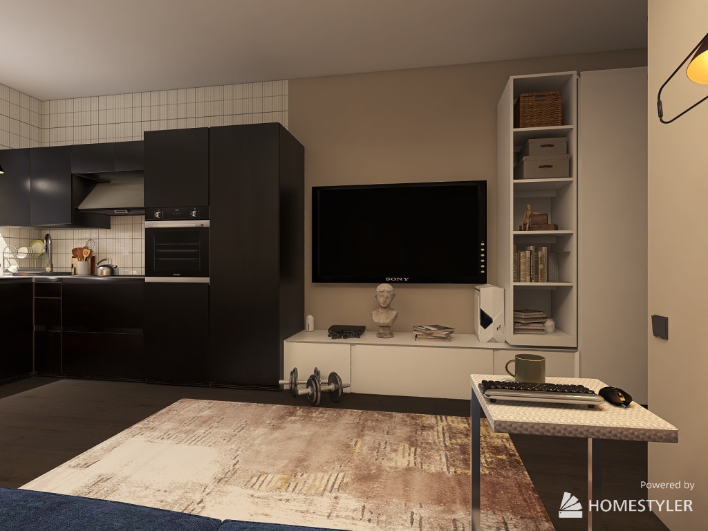 Bachelor Studio Apartment 3d design renderings