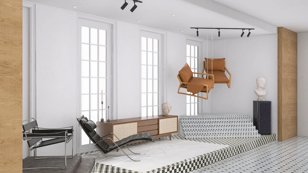 Mid-Century Minimalism Shop 3d design renderings
