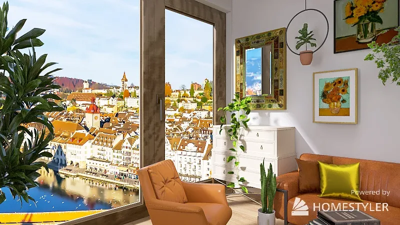 Scandinavian/Boho-Chic Living room 3d design renderings