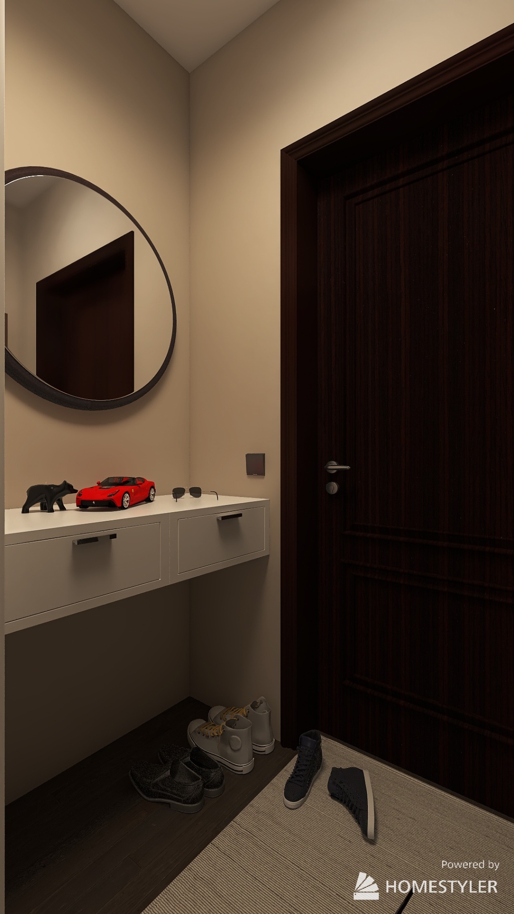 Bachelor Studio Apartment 3d design renderings