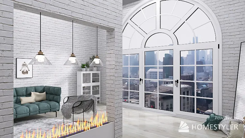 Room with Fireplace 3d design renderings