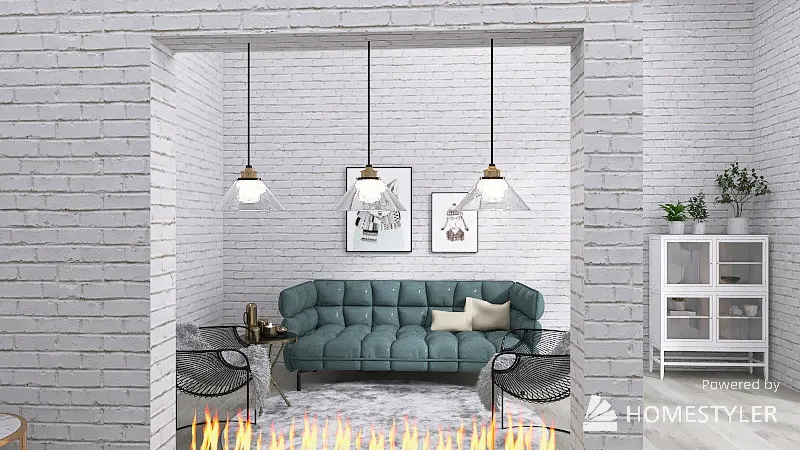 Room with Fireplace 3d design renderings