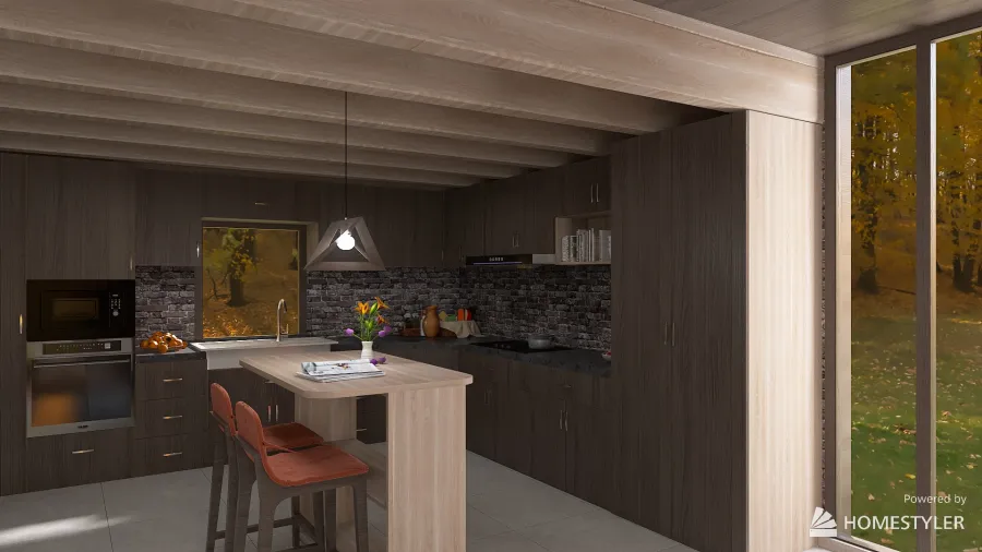 Kitchen / Living 3d design renderings