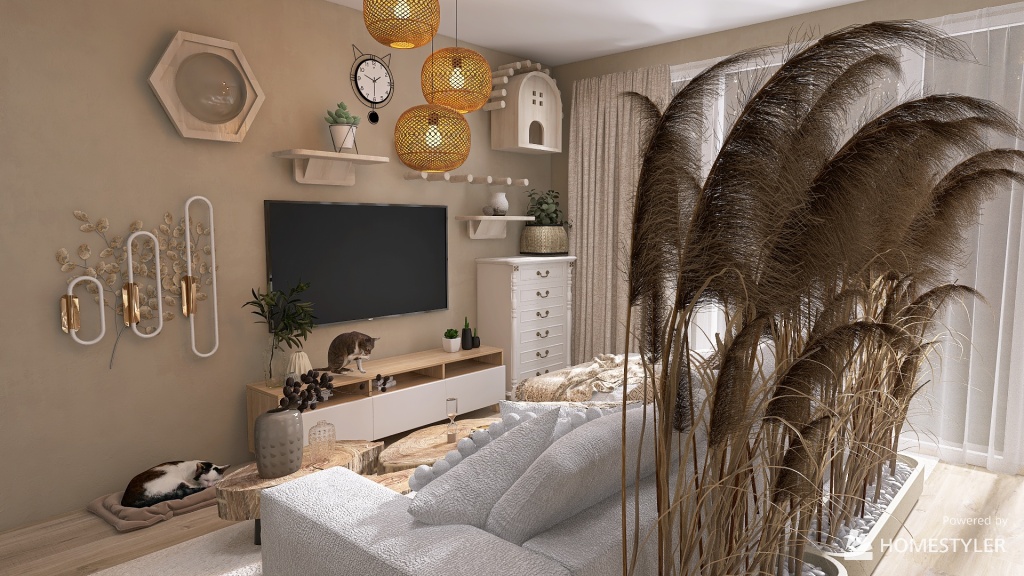 Cozy Cat Apartment 3d design renderings