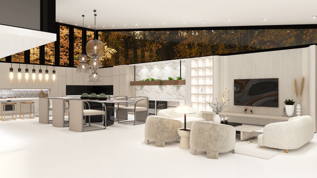 Living/Dining Room/Kitchen 3d design renderings