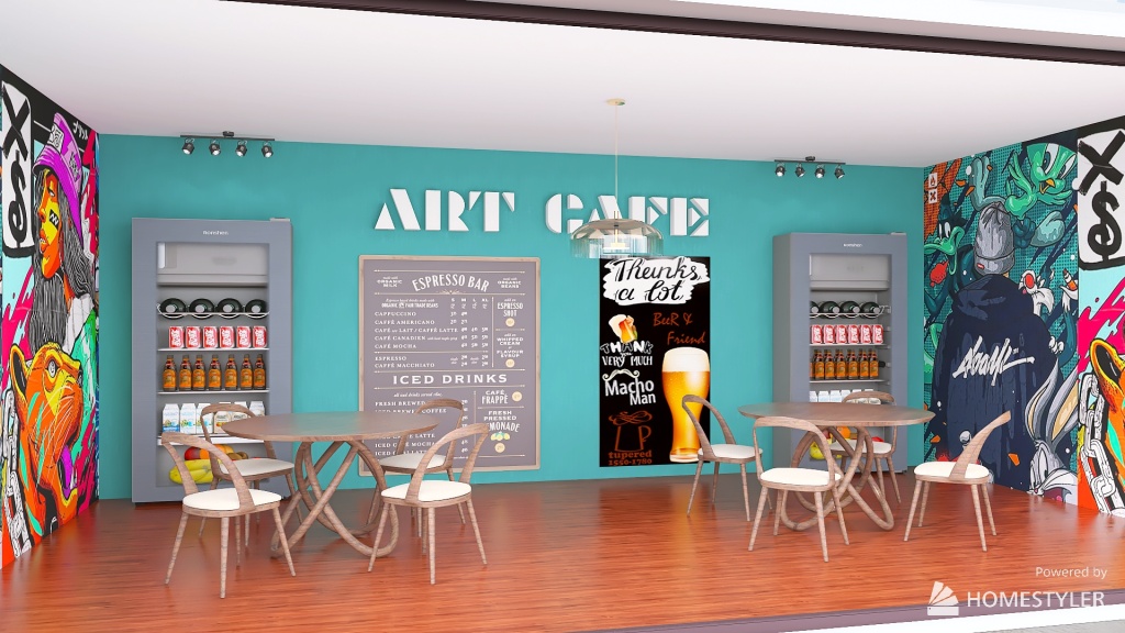 Art Cafe 3d design renderings