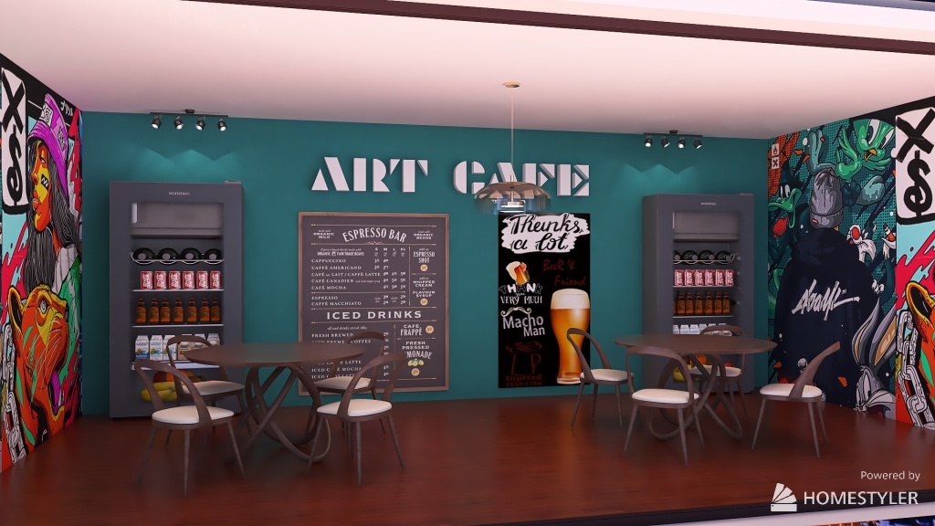 Art Cafe 3d design renderings