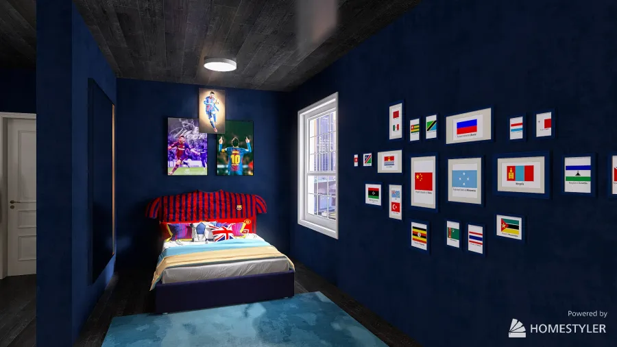 Football Fan Bedroom 3d design renderings