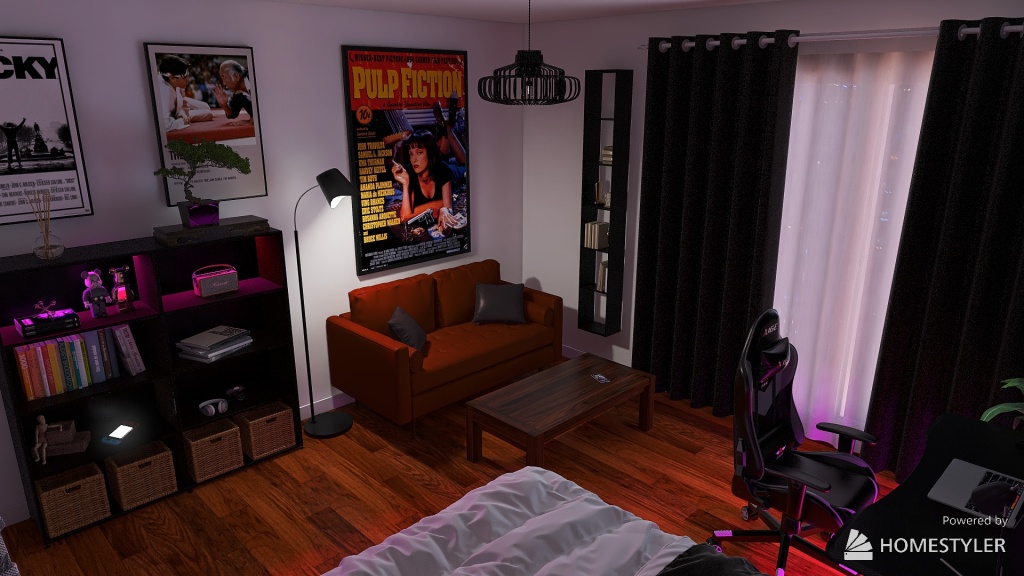 Dark style bedroom 3d design renderings