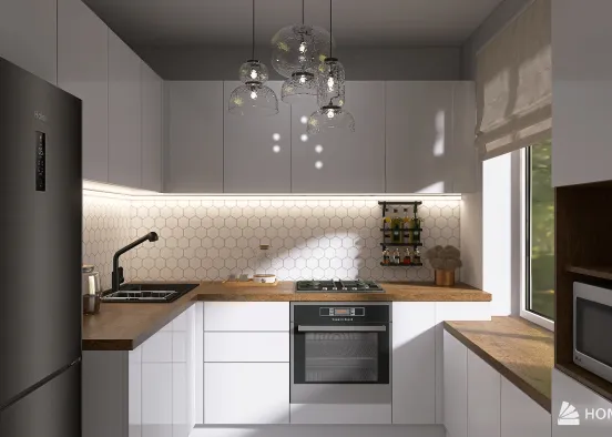 Белая кухня Design Rendering