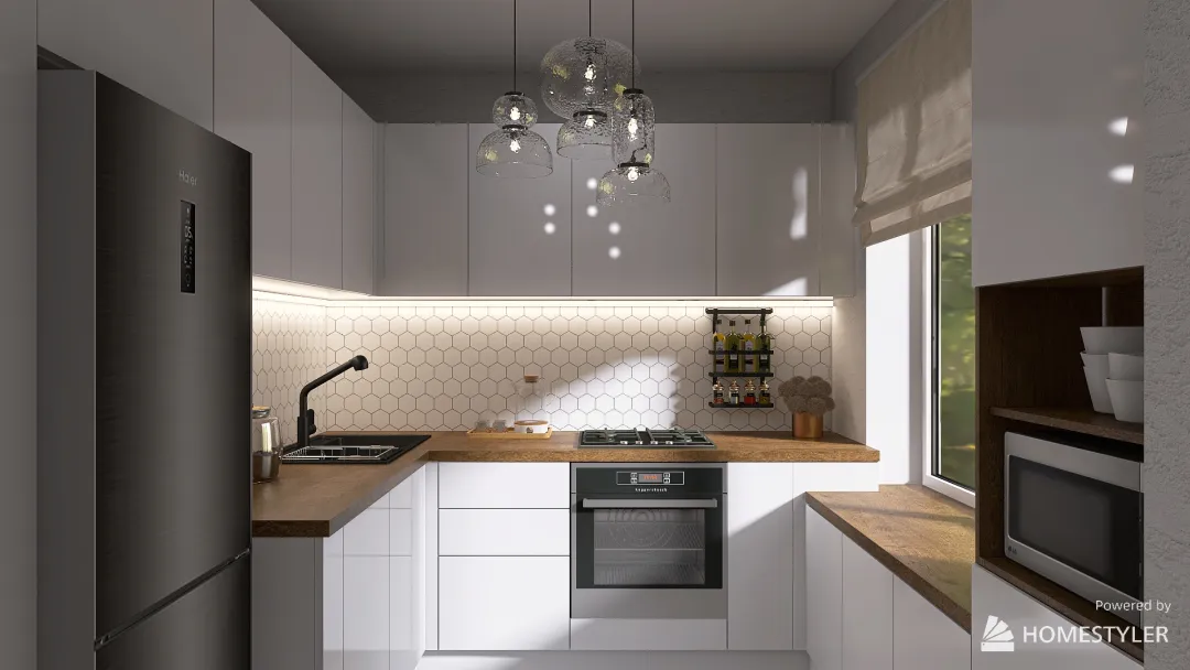 Белая кухня 3d design renderings