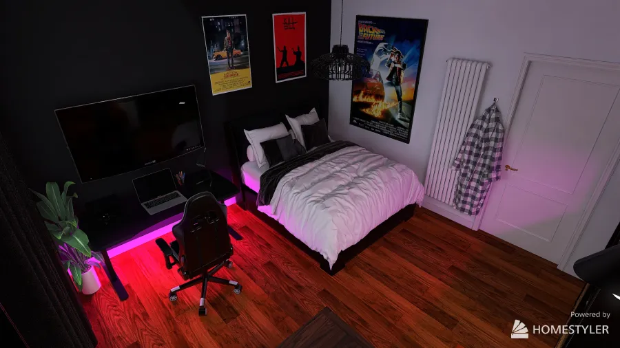 Dark style bedroom 3d design renderings