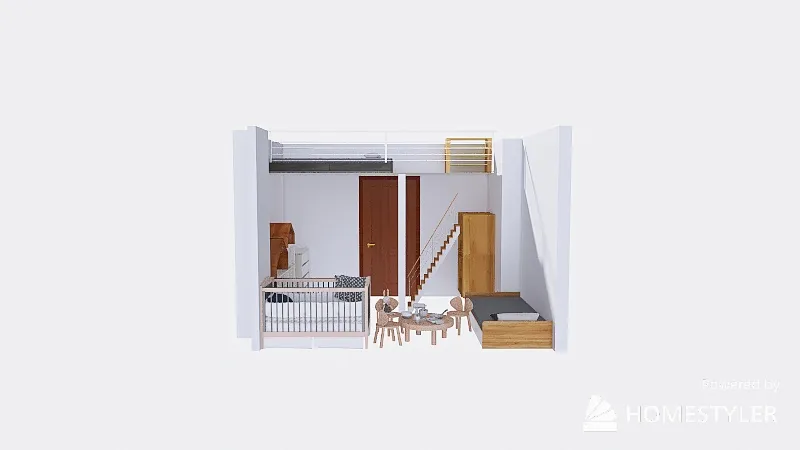 loft bed ledder right 2 3d design renderings