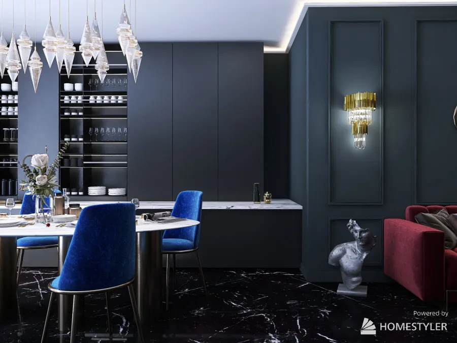 Кухня-вітальня 3d design renderings