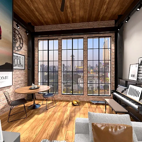 Industrial Apartment/Studio 3d design renderings