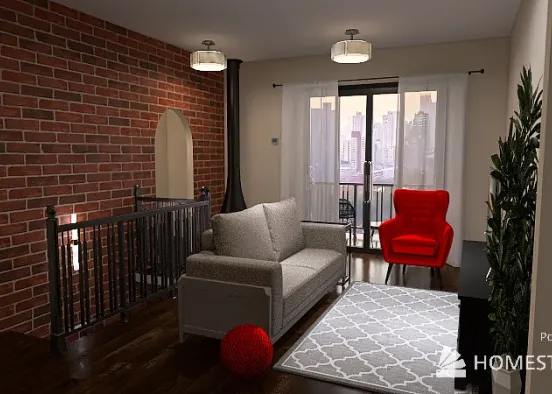 Living Room Makeover Design Rendering