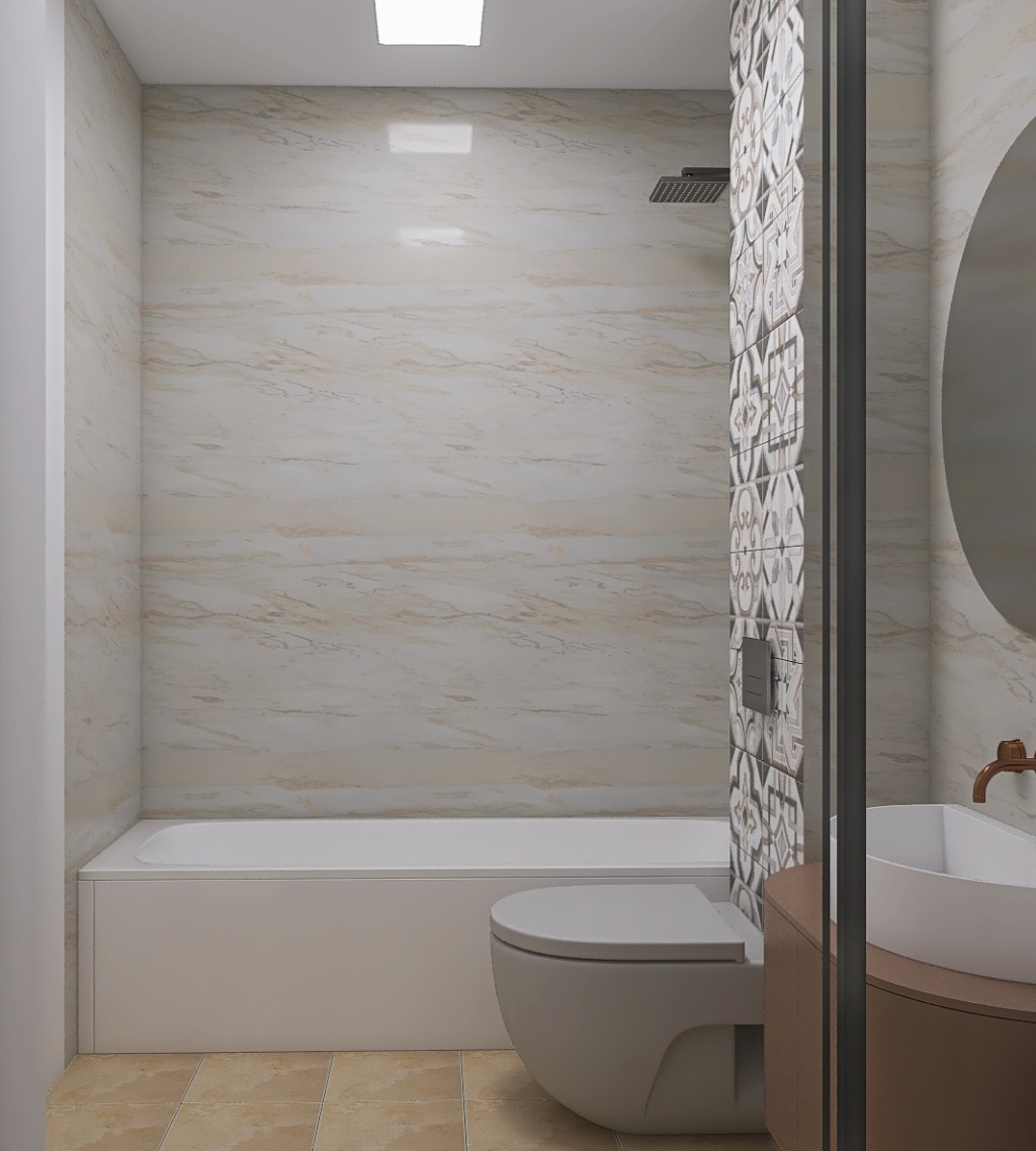 Small Bathroom with tub 3d design renderings