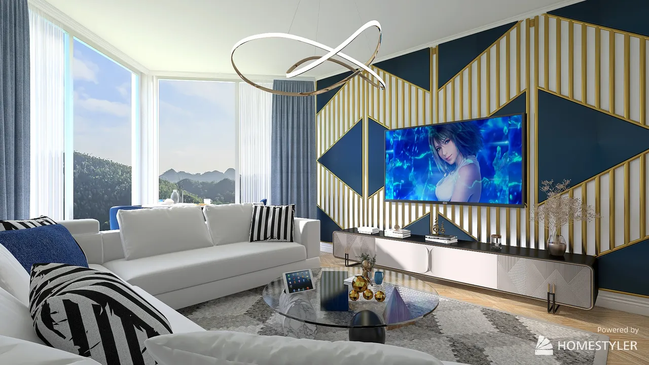 Modern apartament geometric in Caribe 3d design renderings