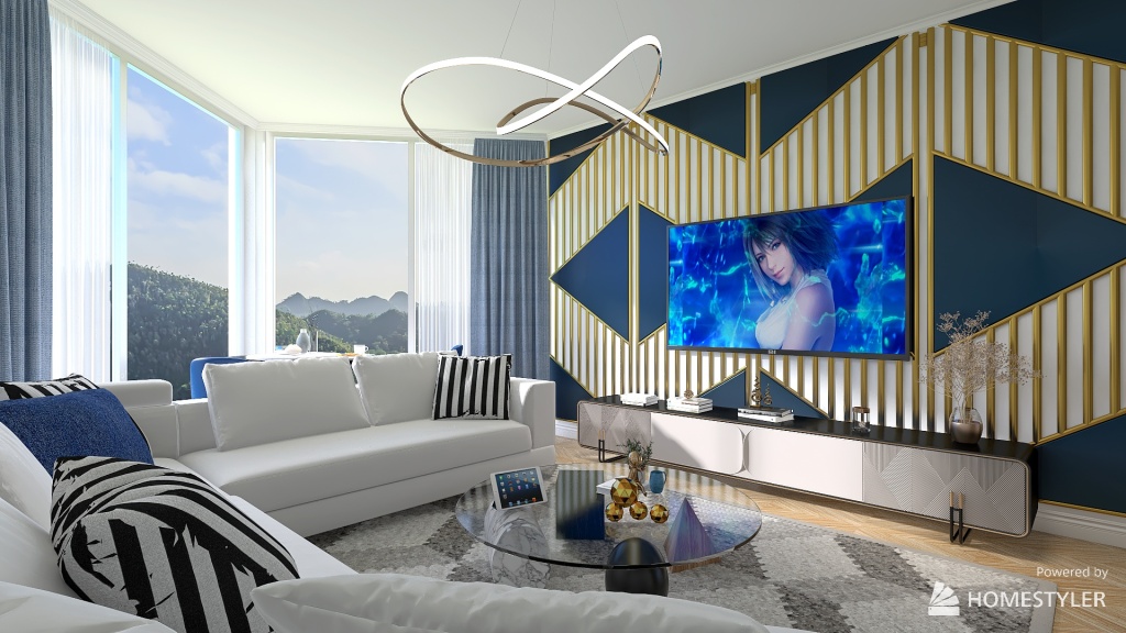 Modern apartament geometric in Caribe 3d design renderings