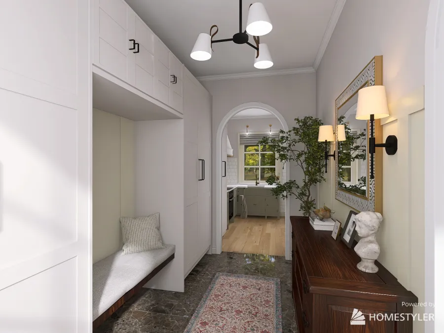 Hallway into kitchen 3d design renderings