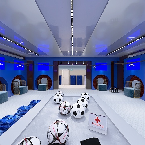 Football/Soccer team locker room (Japan) 3d design renderings