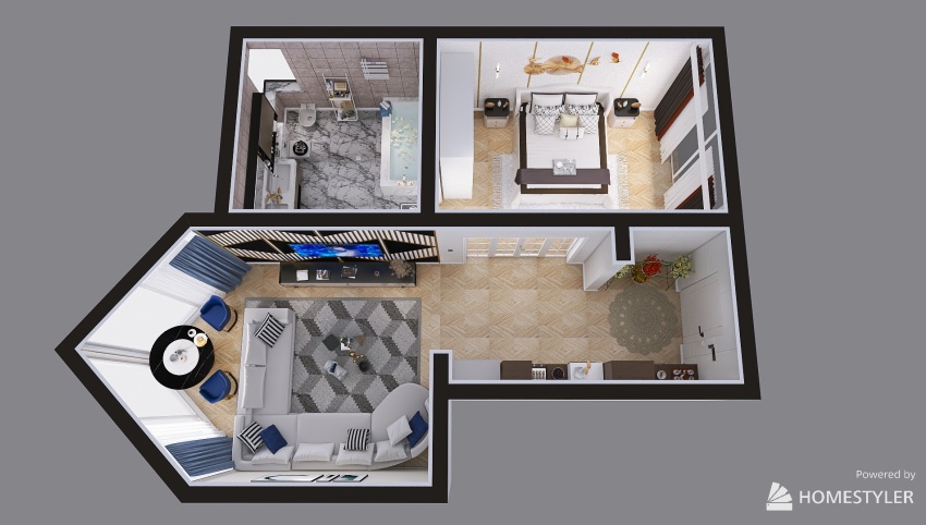 Modern apartament geometric in Caribe 3d design picture 64.56