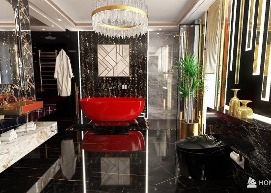 Hollywood Glam master bathroom Design Rendering