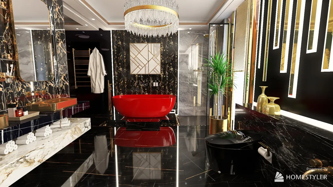 Hollywood Glam master bathroom 3d design renderings
