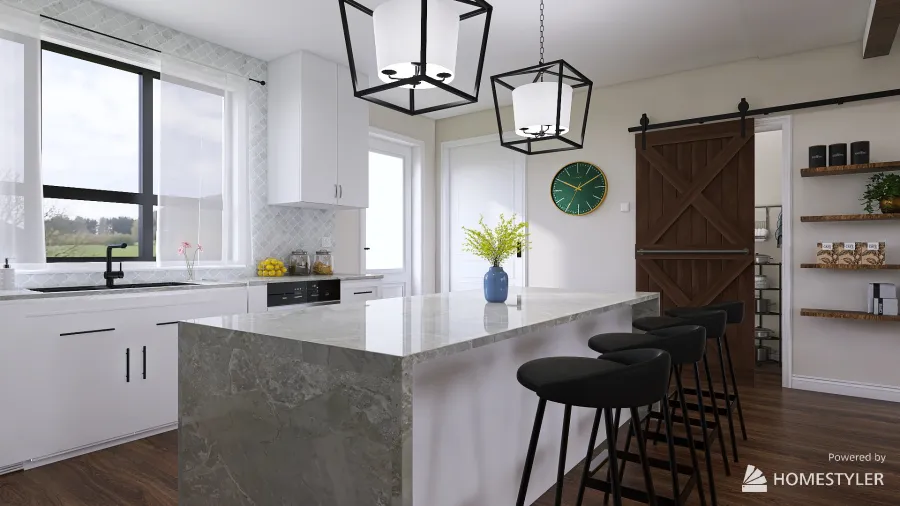Living   Kitchen 3d design renderings