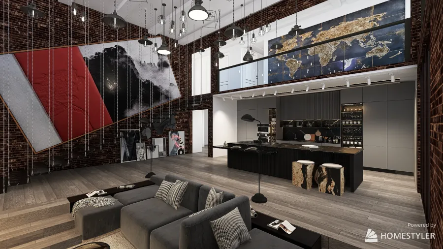 loft industrial 3d design renderings