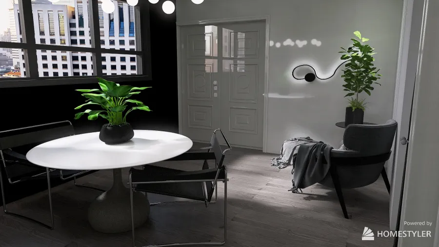 Monoambiente black and white 3d design renderings