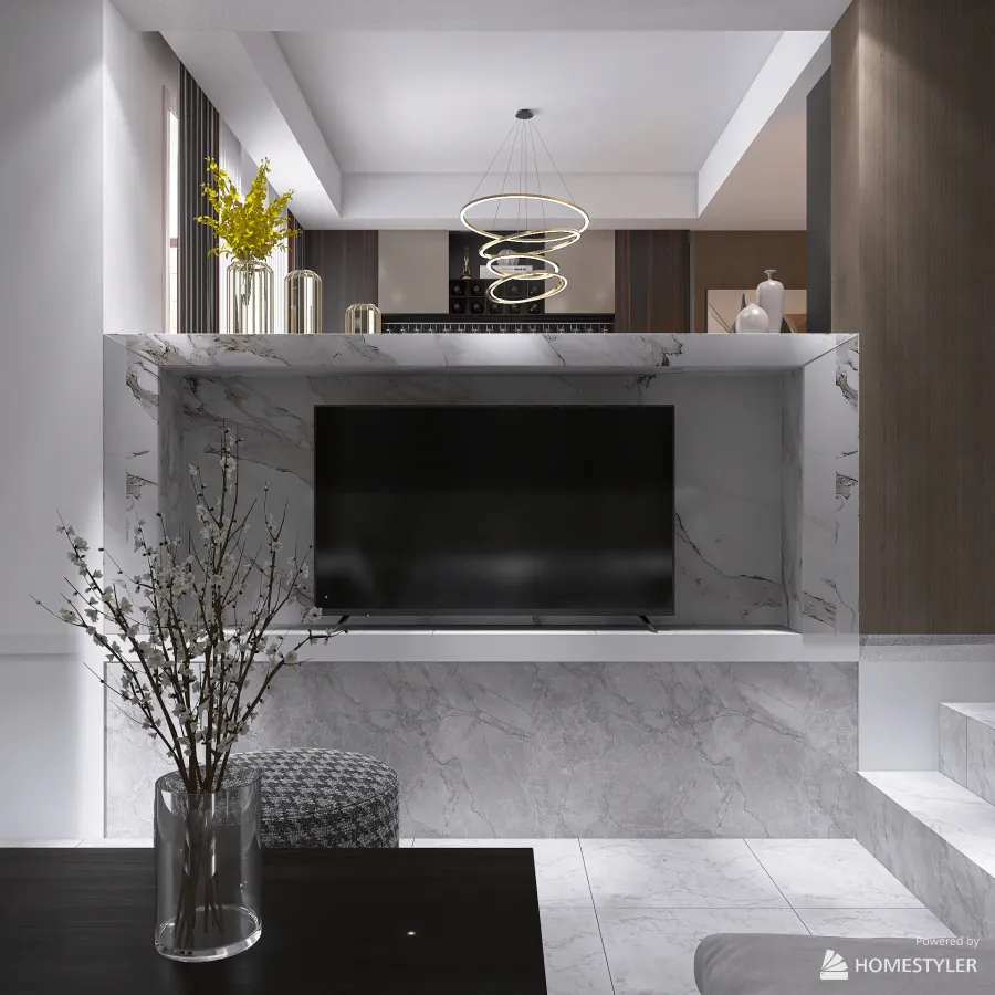 Sunken Ground Living Room 3d design renderings