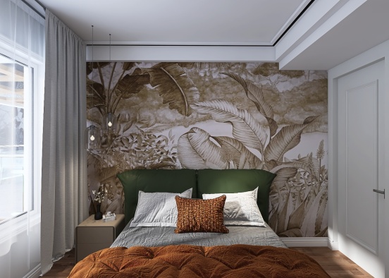 Bedroom in natural Wood Tones Design Rendering