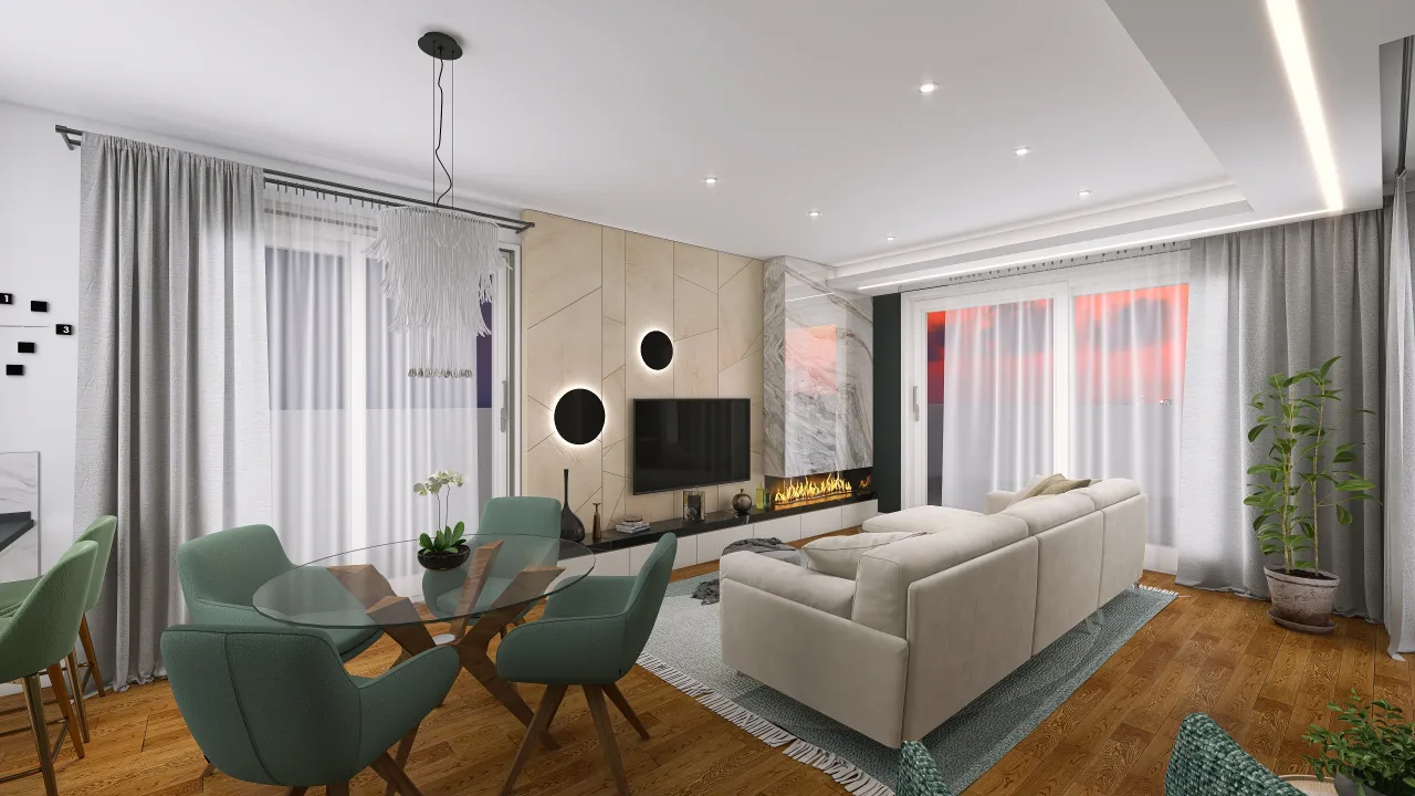 LivingDiningRoom 3d design renderings