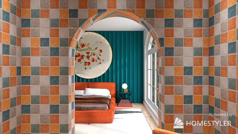 Geometric Bedroom 3d design renderings