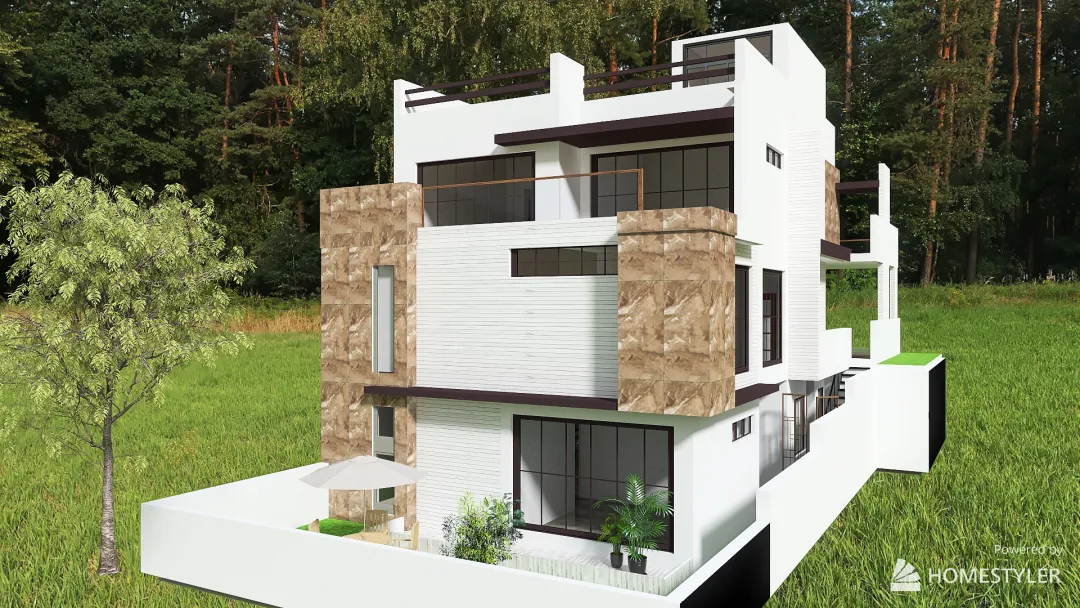 House on the slope 3d design renderings