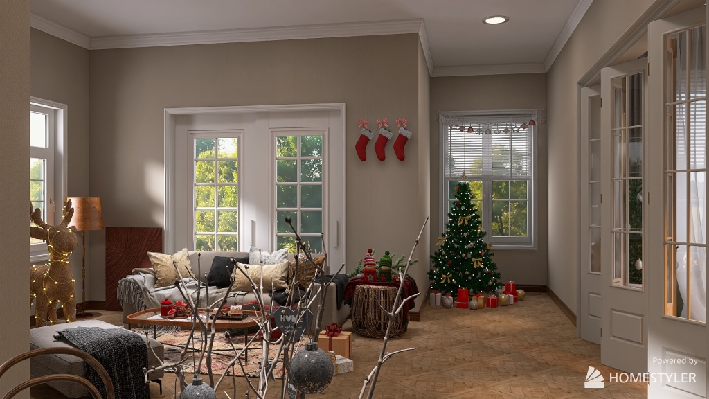 Cute Christmas Tree Room 3d design renderings