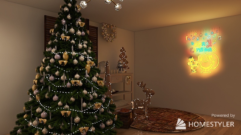 Christmas-Decorated Room 2 3d design renderings