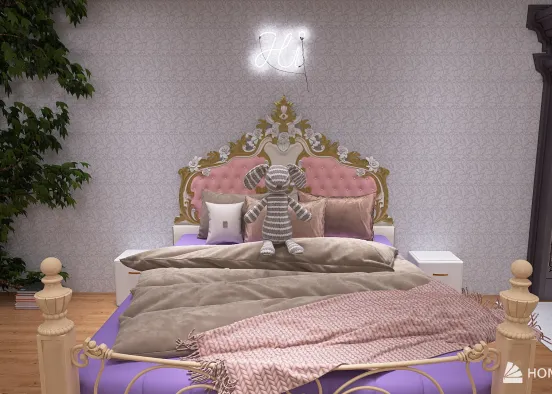 Modren elegant twin bedroom Design Rendering