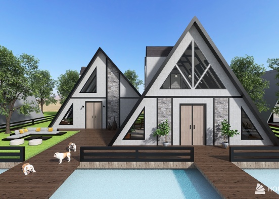 Double A Frame Home Design Rendering