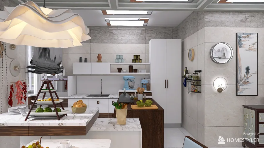 Кухня/Столовая/Гостиная 3d design renderings