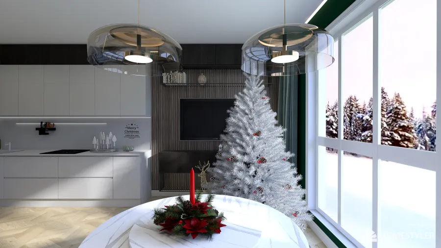 Зимняя кухня 3d design renderings