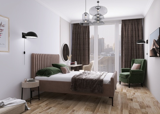 Modern bedroom in Moscow-city Design Rendering