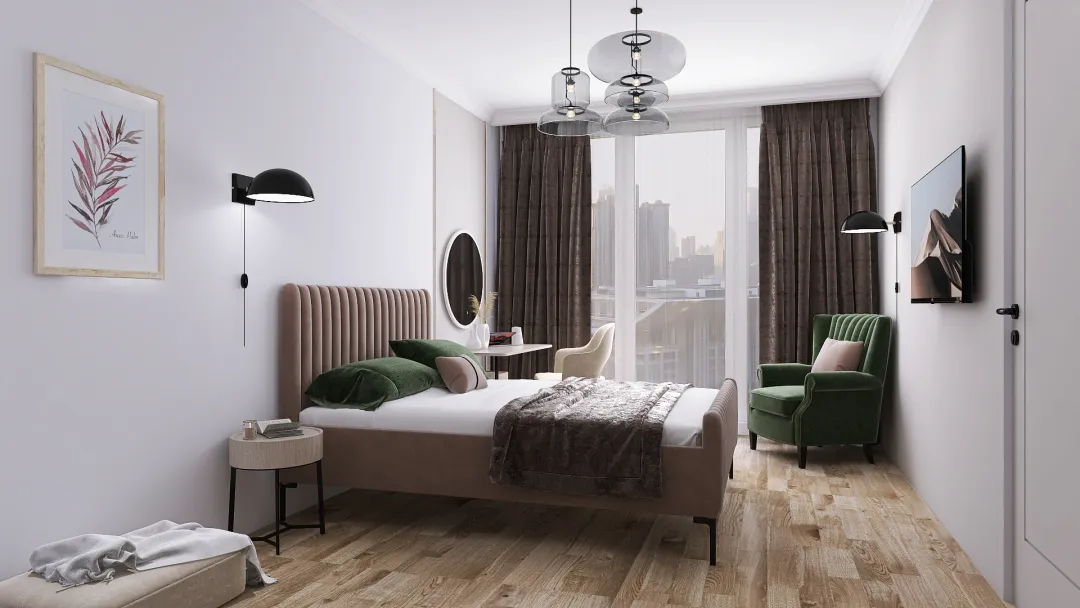 Modern bedroom in Moscow-city 3d design renderings