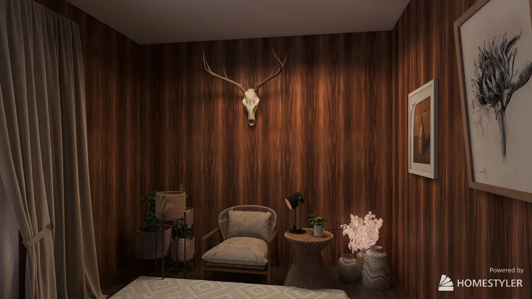 Rustic Lounge 3d design renderings