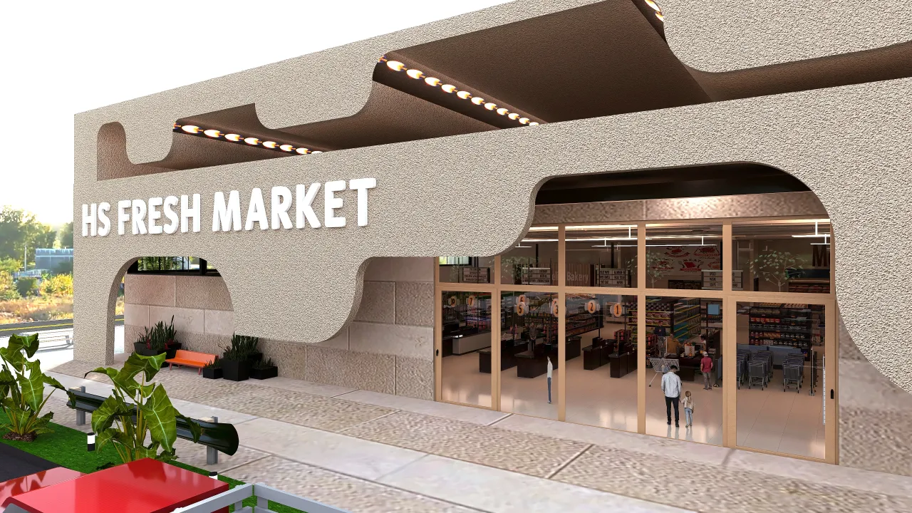 HS MINI FRESH MARKET 3d design renderings