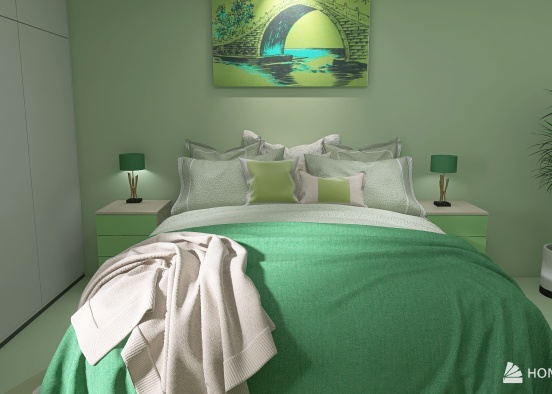 Green bedroom. Design Rendering