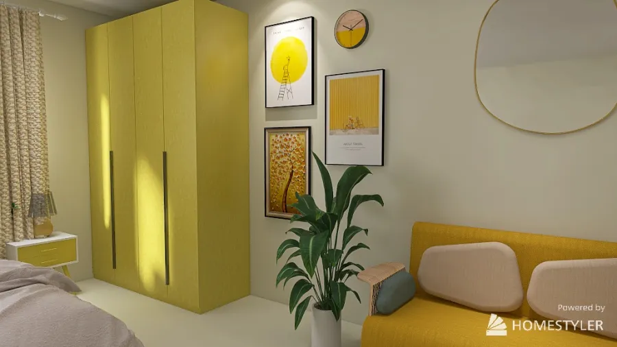 Yellow room. 3d design renderings